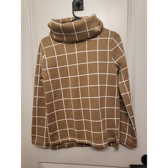 J. by J.Crew Sweaters - J. Crew Factory Long-sleeve Funnelneck Sweater Camel Windowpane Gridline S
